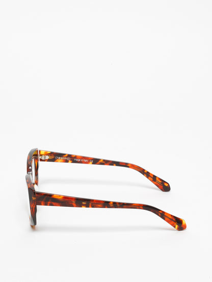 Sliding Doors women's eyeglasses by Rewind Eyewear, orange spotted tortoise acetate frame