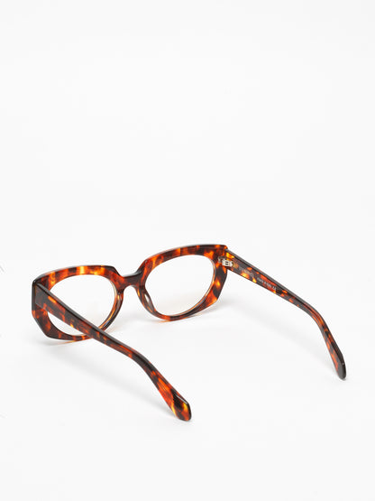 Sliding Doors women's eyeglasses by Rewind Eyewear, orange spotted tortoise acetate frame