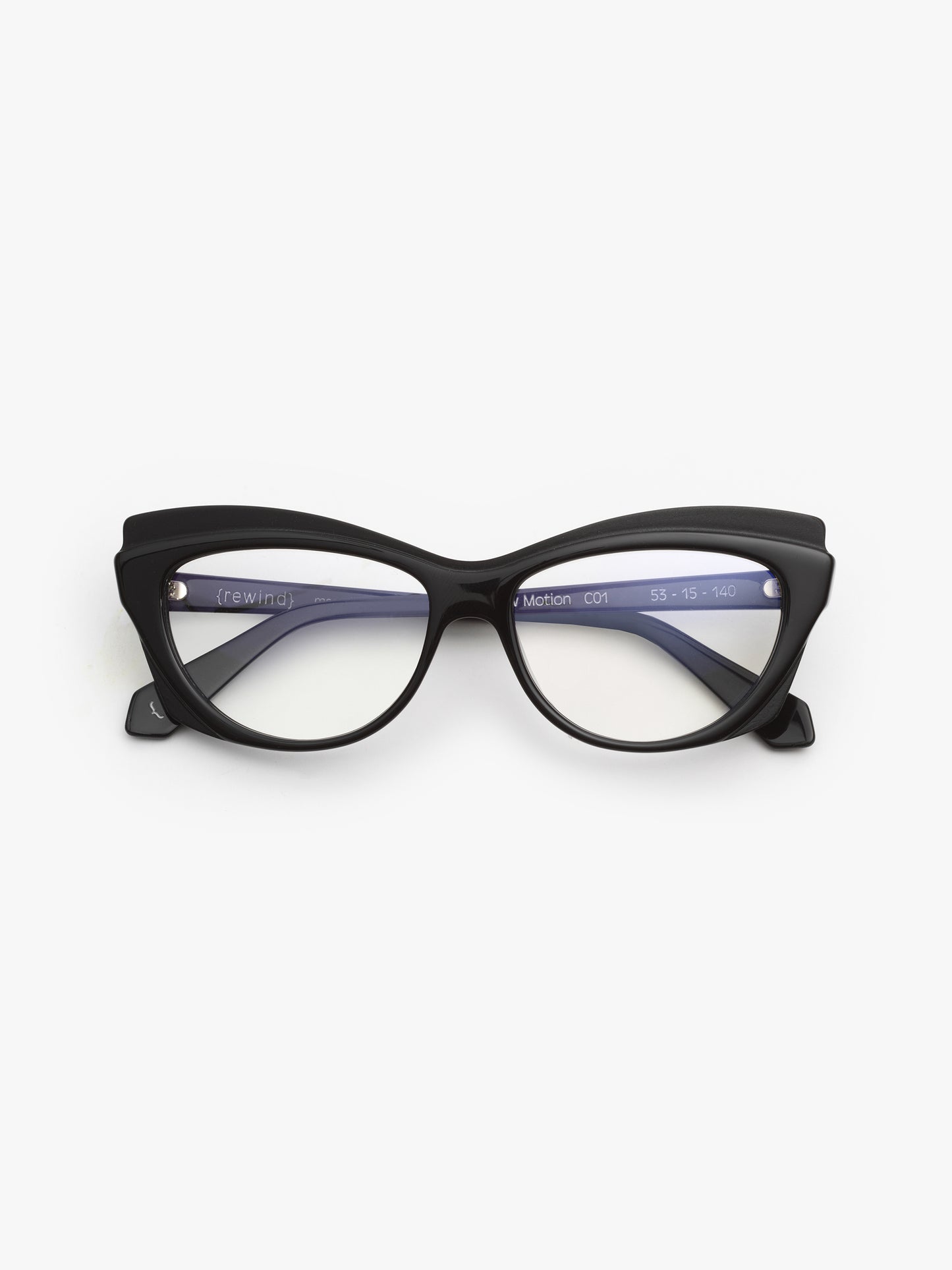 Slow Motion women's eyeglasses by Rewind Eyewear, black acetate frame