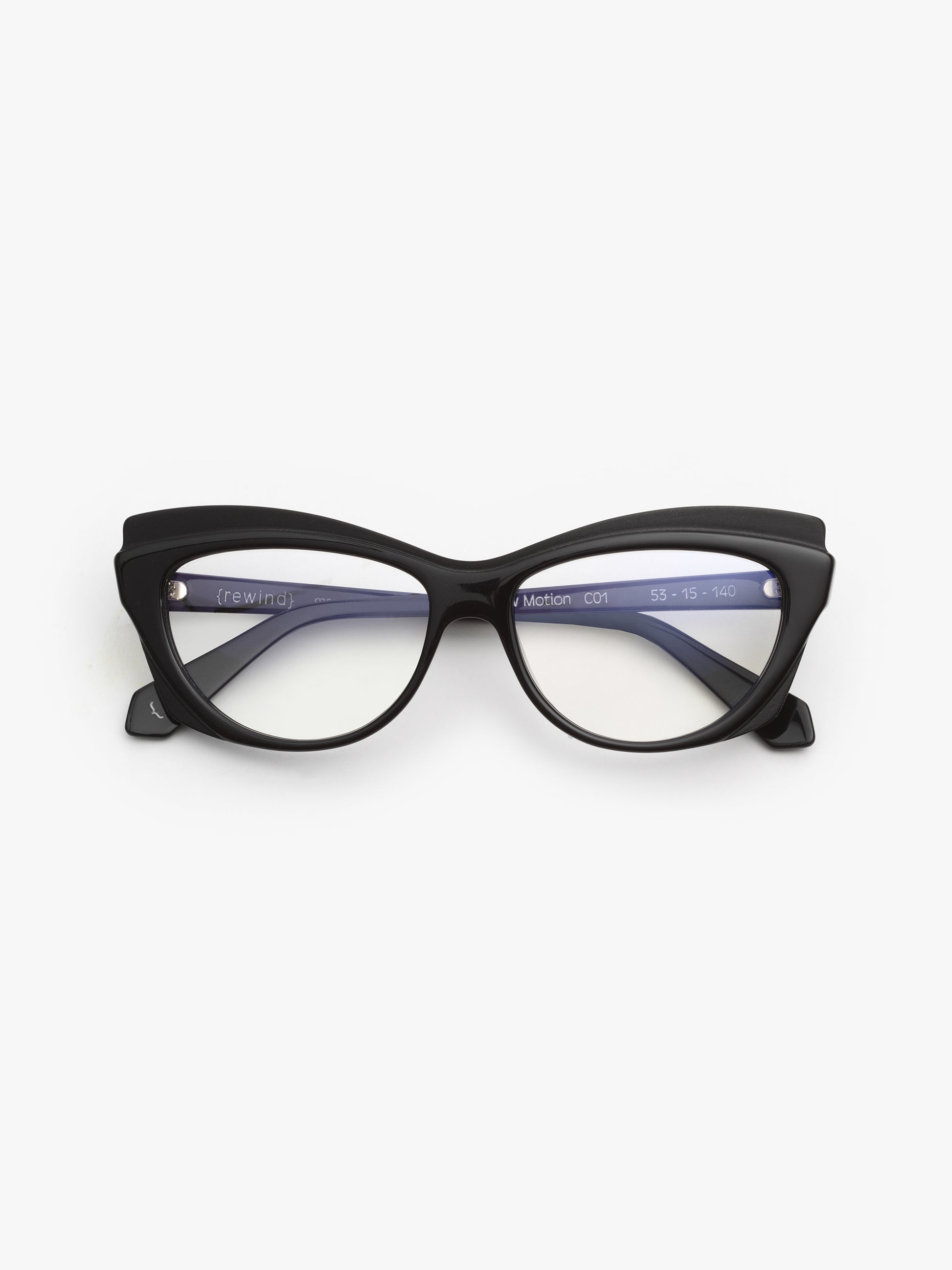 Slow Motion women's eyeglasses by Rewind Eyewear, black acetate frame