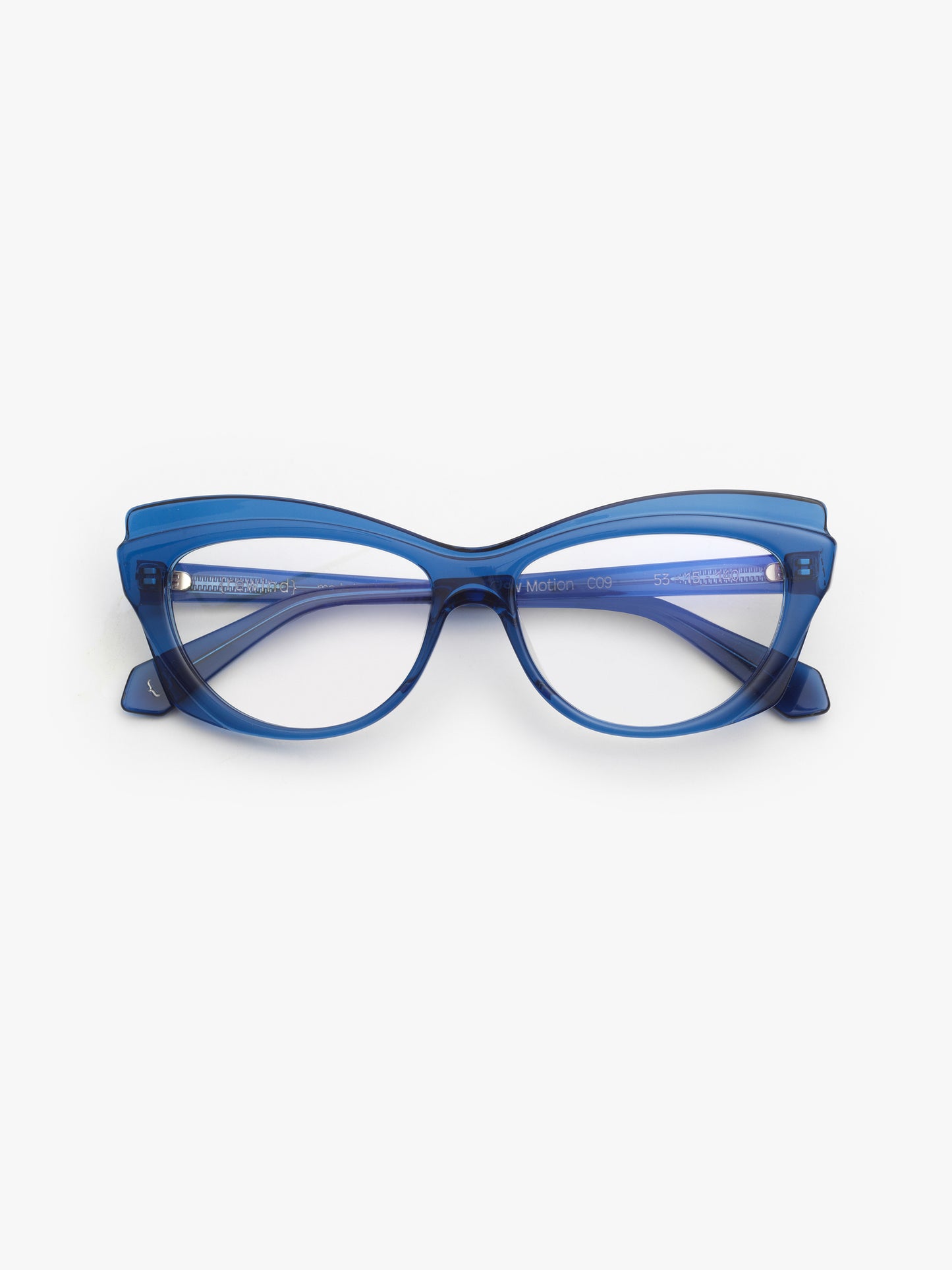 Slow Motion women's eyeglasses by Rewind Eyewear, blue transparent acetate frame