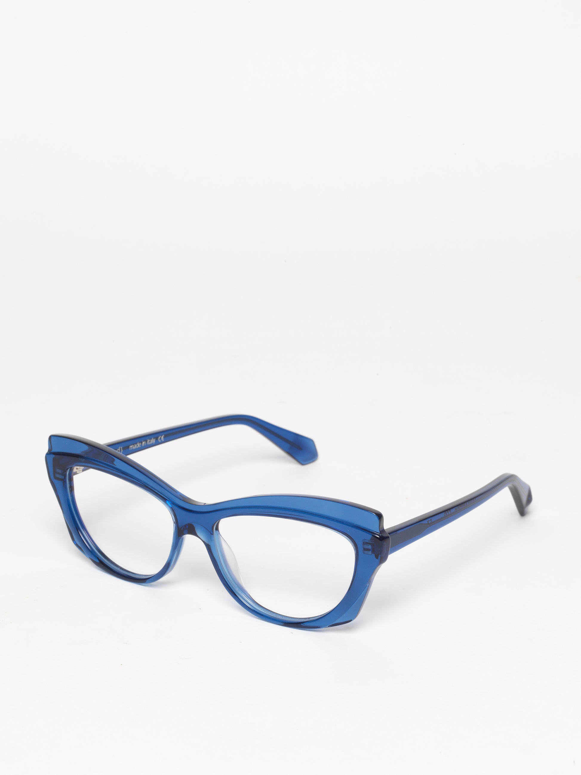 Slow Motion women's eyeglasses by Rewind Eyewear, blue transparent acetate frame