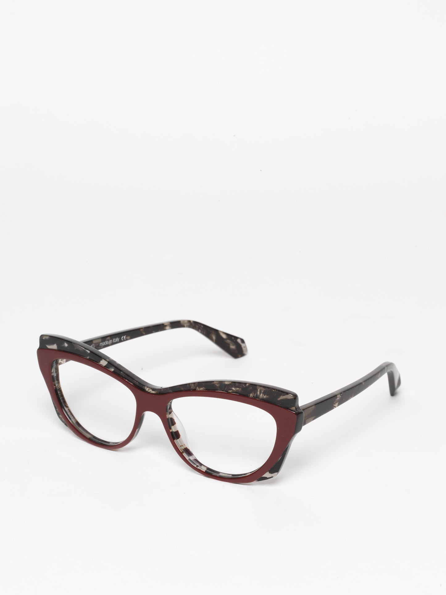 Slow Motion women's eyeglasses by Rewind Eyewear, dark red and grey tortoise acetate frame