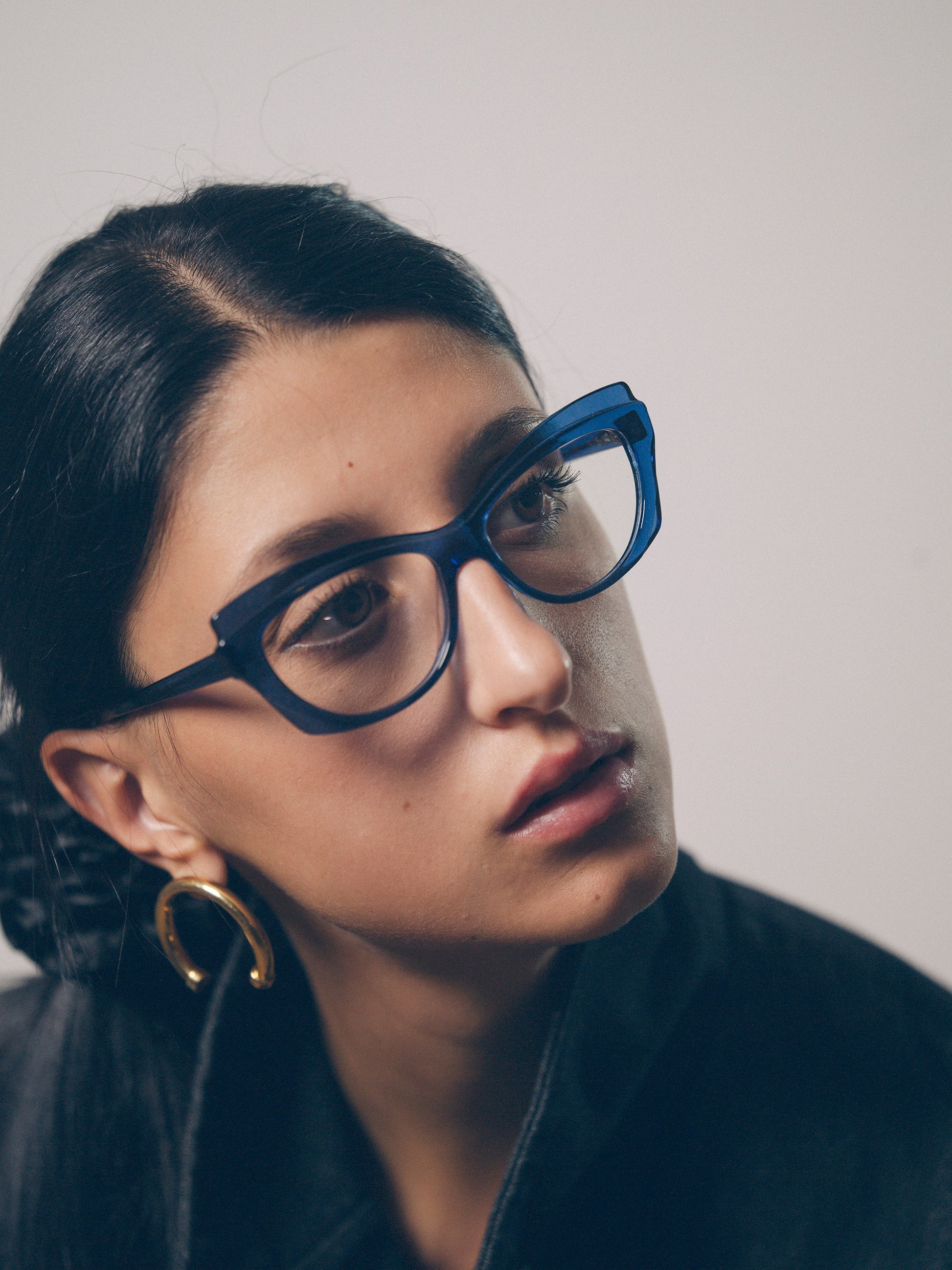 Slow Motion women's eyeglasses by Rewind Eyewear, blue transparent acetate frame