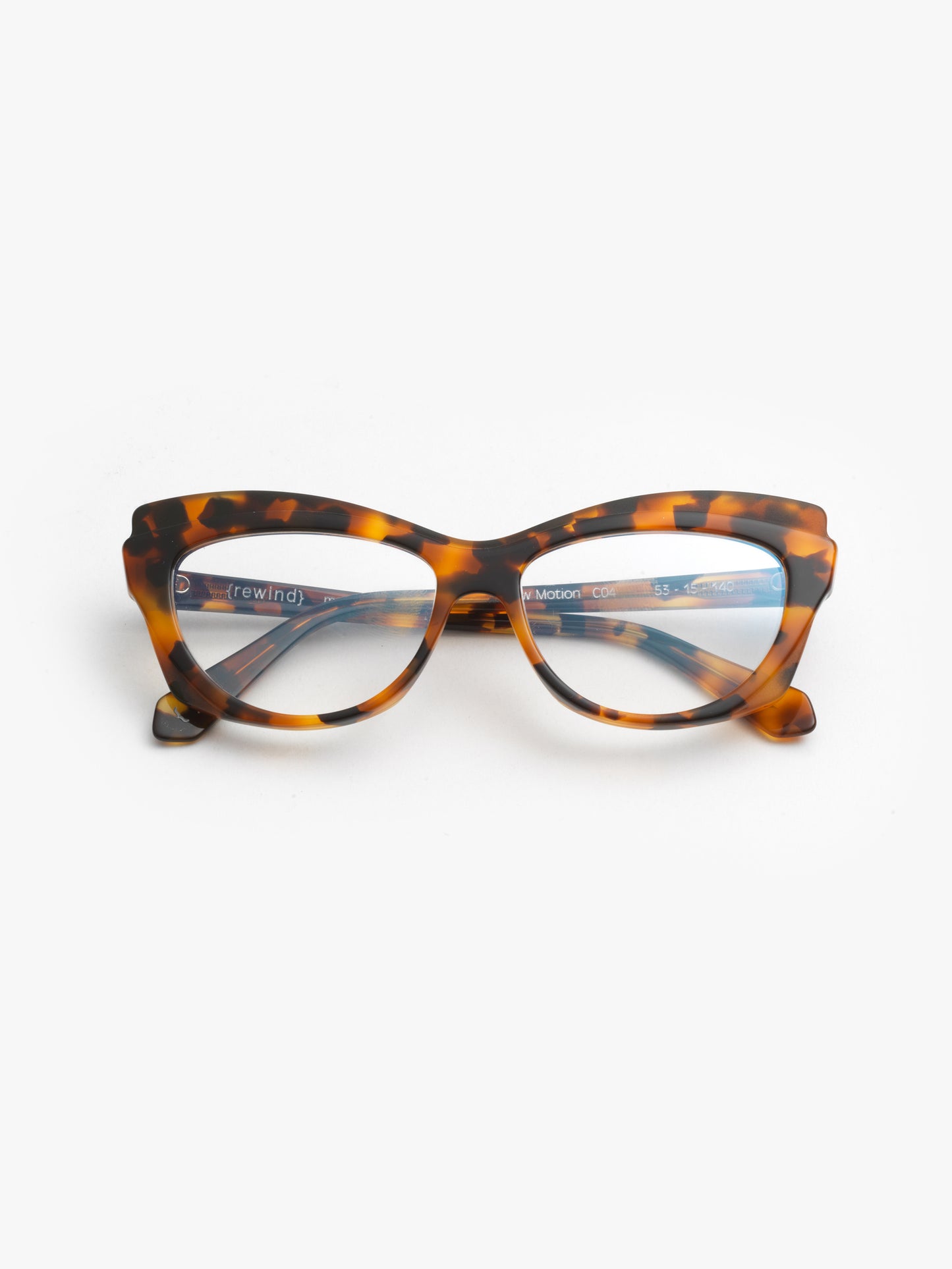 Slow Motion women's eyeglasses by Rewind Eyewear, spotted tortoise acetate frame