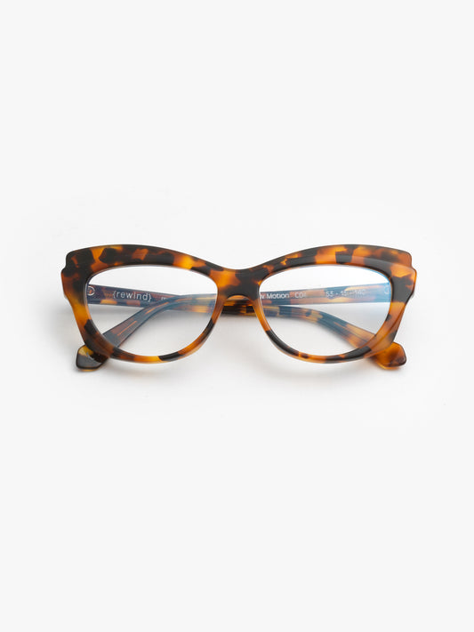 Slow Motion women's eyeglasses by Rewind Eyewear, spotted tortoise acetate frame