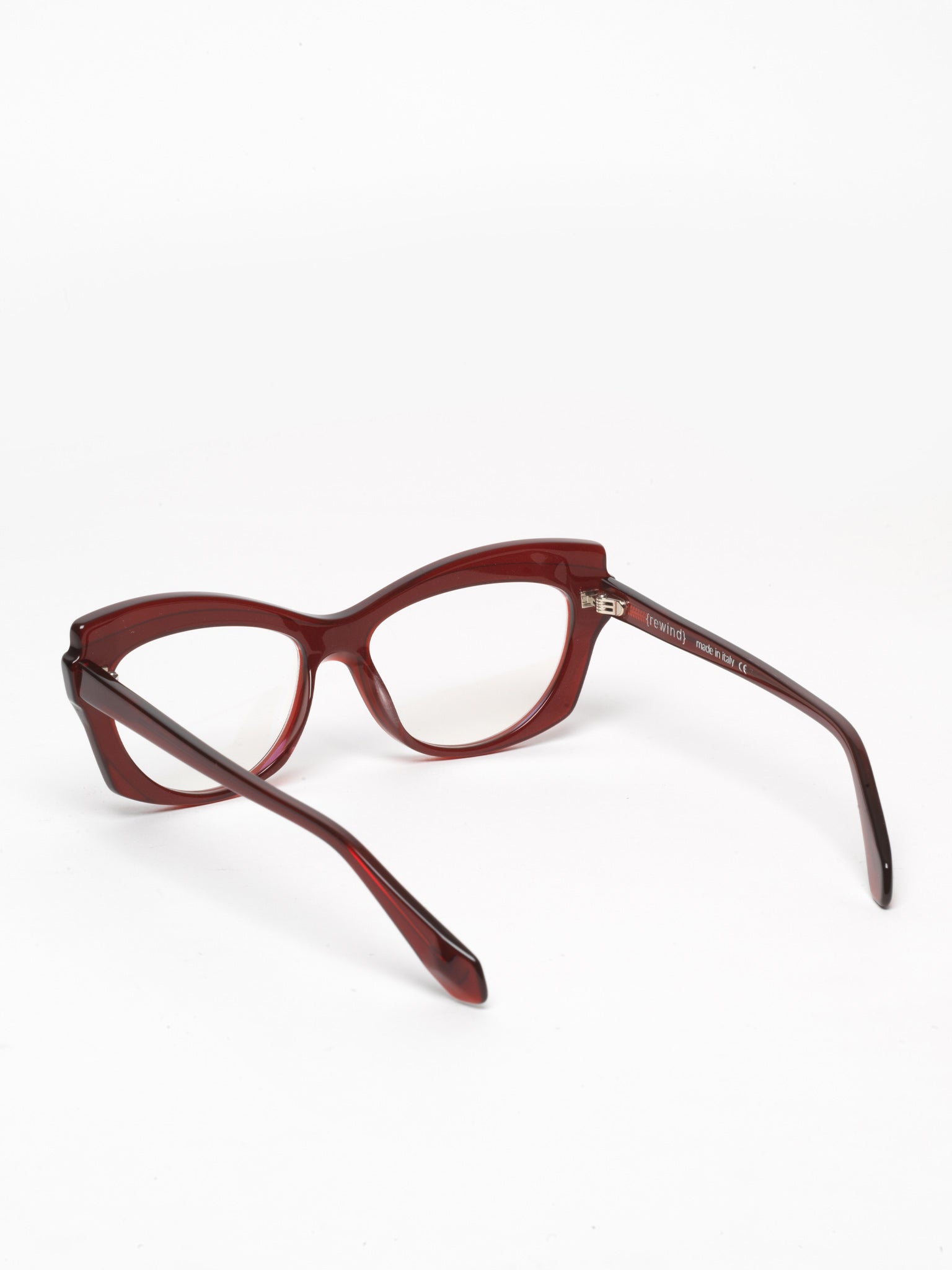 Slow Motion women's eyeglasses by Rewind Eyewear, metallic red acetate frame
