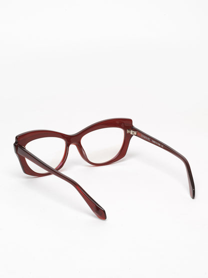 Slow Motion women's eyeglasses by Rewind Eyewear, metallic red acetate frame