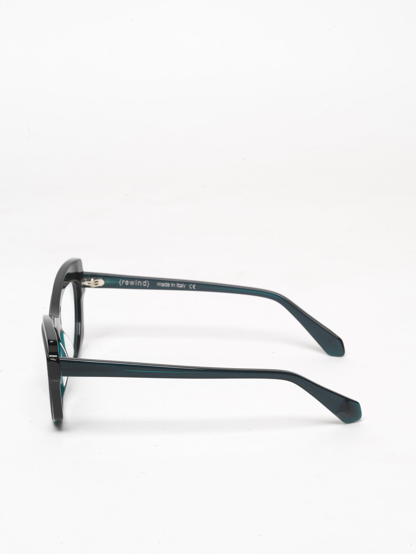 Slow Motion women's eyeglasses by Rewind Eyewear, metallic petrol green acetate frame