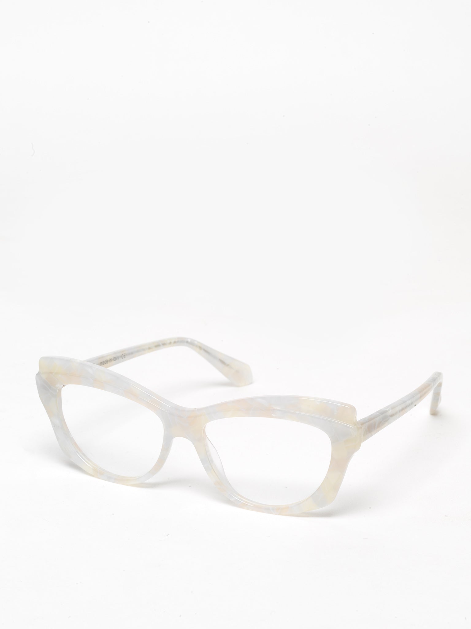 Slow Motion women's eyeglasses by Rewind Eyewear, pearl white acetate frame