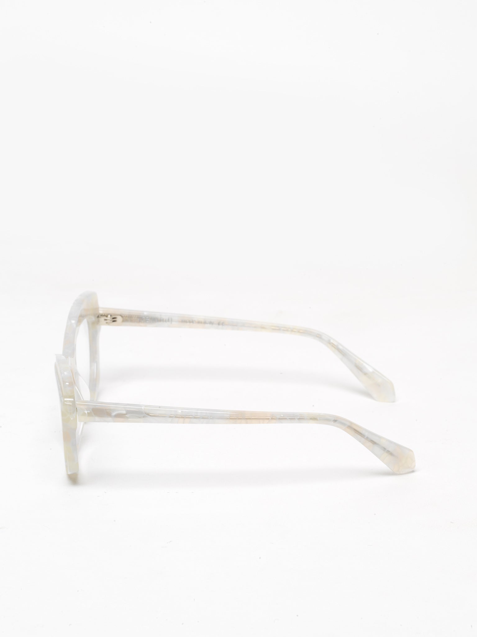 Slow Motion women's eyeglasses by Rewind Eyewear, pearl white acetate frame