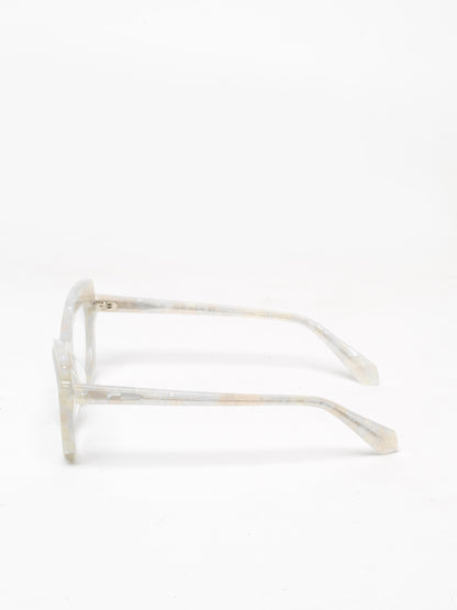 Slow Motion women's eyeglasses by Rewind Eyewear, pearl white acetate frame