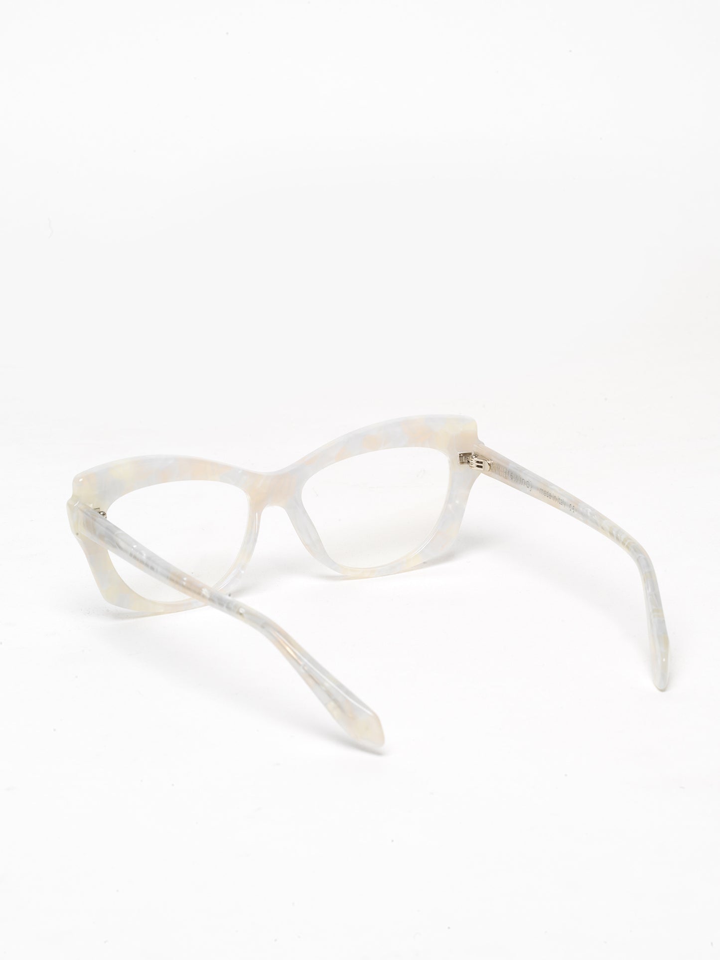 Slow Motion women's eyeglasses by Rewind Eyewear, pearl white acetate frame