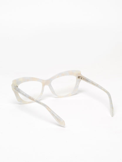 Slow Motion women's eyeglasses by Rewind Eyewear, pearl white acetate frame