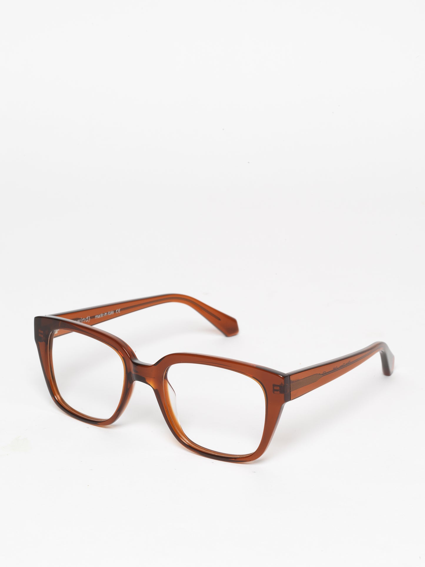 Stop Time unisex eyeglasses by Rewind Eyewear, caramel transparent acetate frame