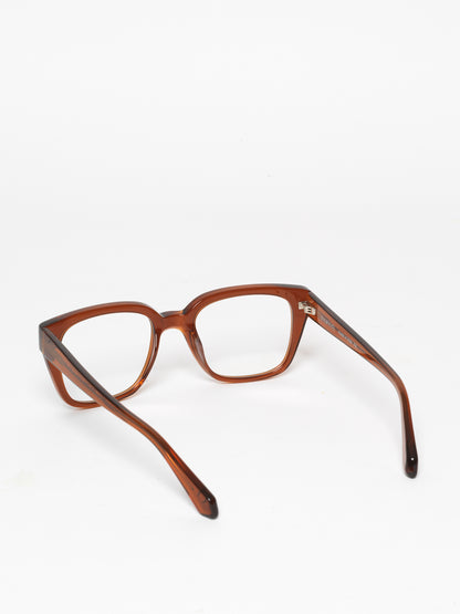 Stop Time unisex eyeglasses by Rewind Eyewear, caramel transparent acetate frame