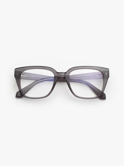 Stop Time unisex eyeglasses by Rewind Eyewear, grey transparent acetate frame