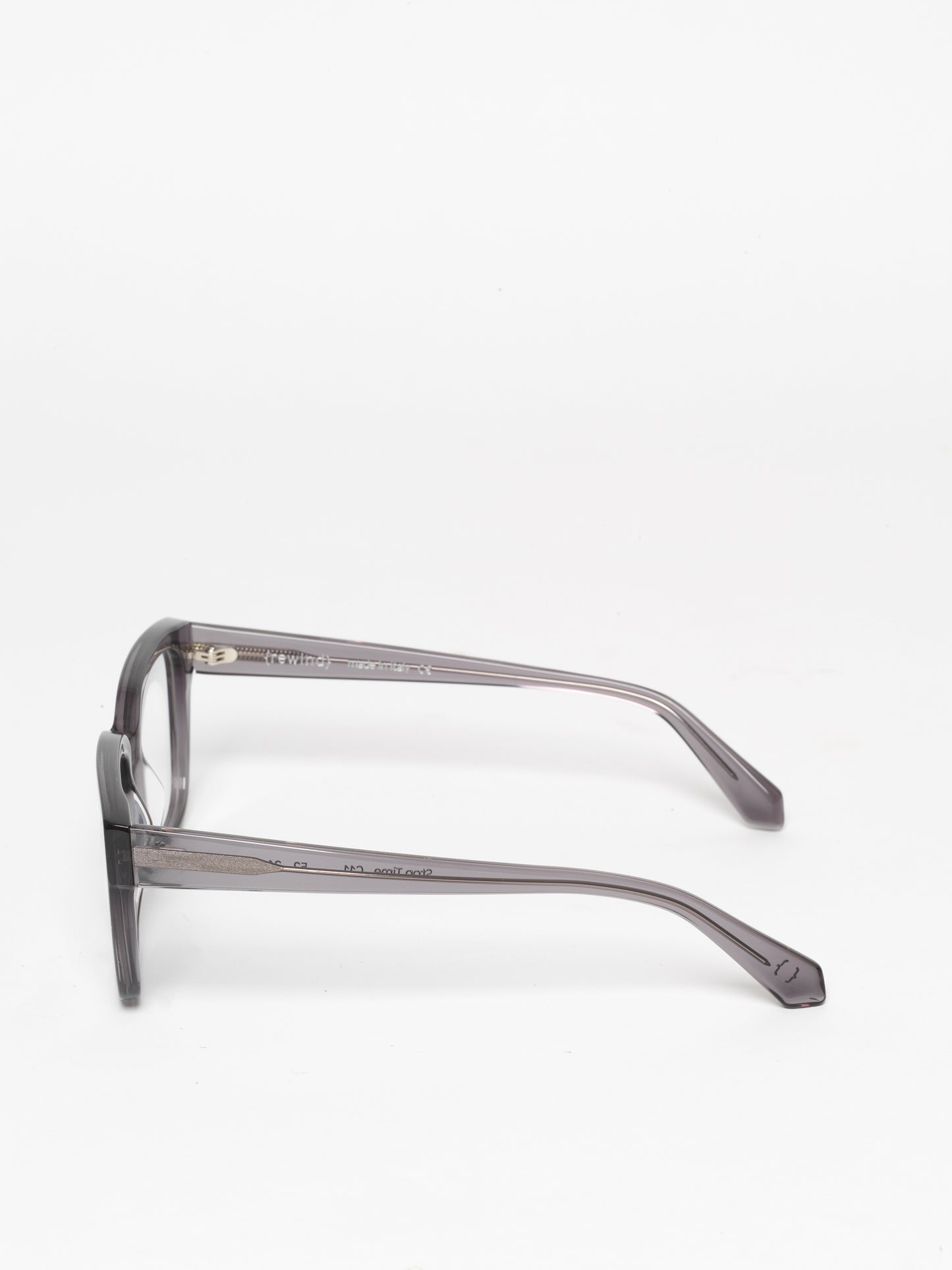 Stop Time unisex eyeglasses by Rewind Eyewear, grey transparent acetate frame