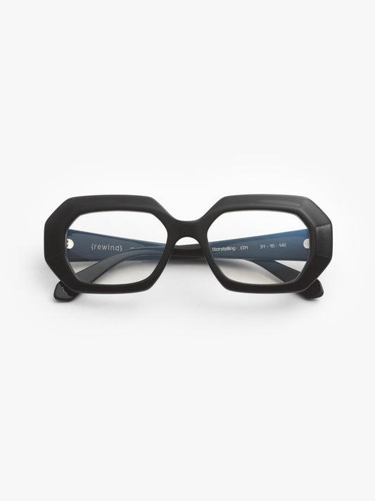 Storytelling women's eyeglasses by Rewind Eyewear, black acetate frame