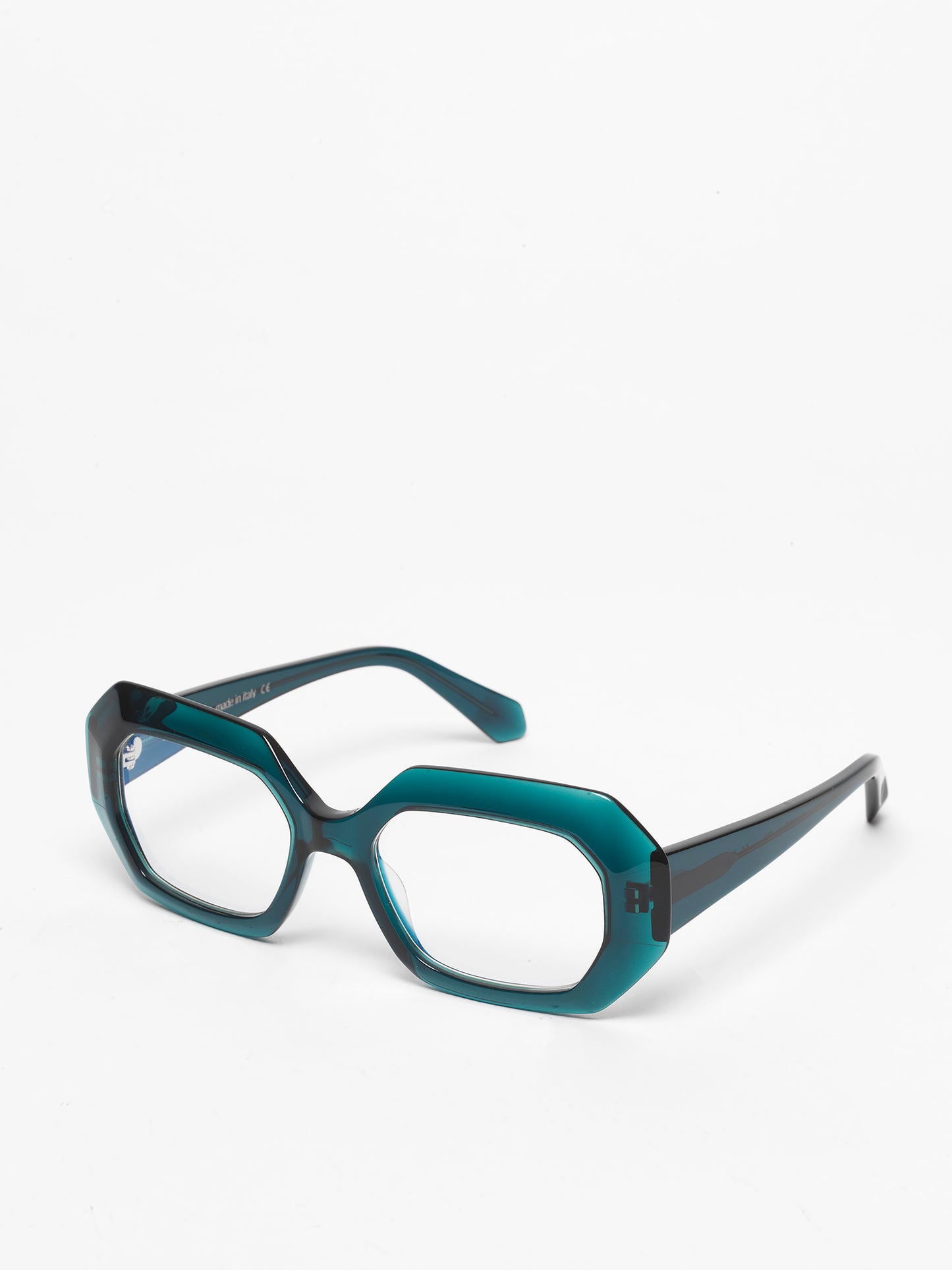 Storytelling women's eyeglasses by Rewind Eyewear, petrol green transparent acetate frame