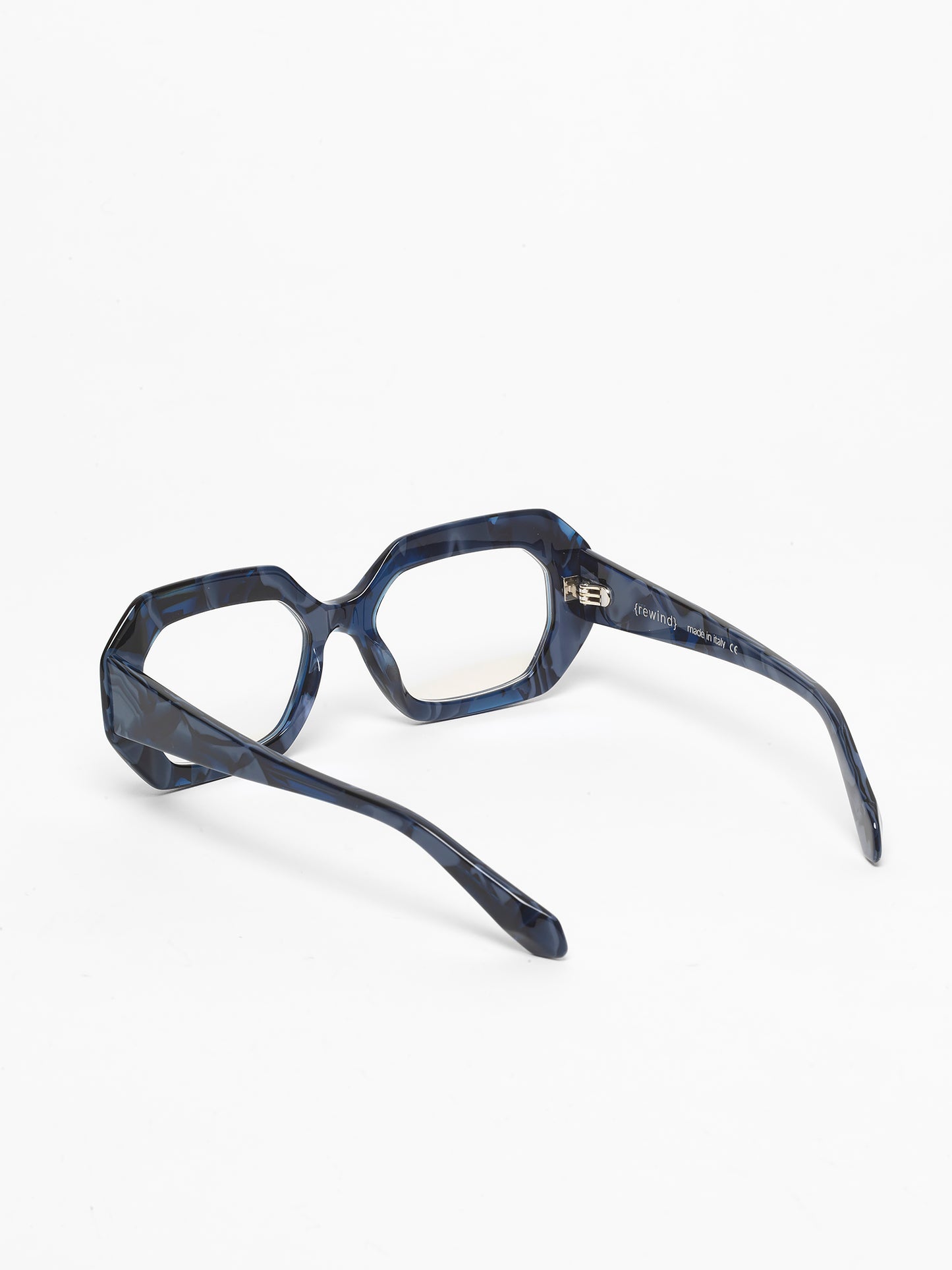 Storytelling women's eyeglasses by Rewind Eyewear, marbled blue acetate frame