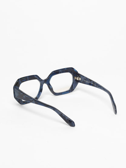 Storytelling women's eyeglasses by Rewind Eyewear, marbled blue acetate frame