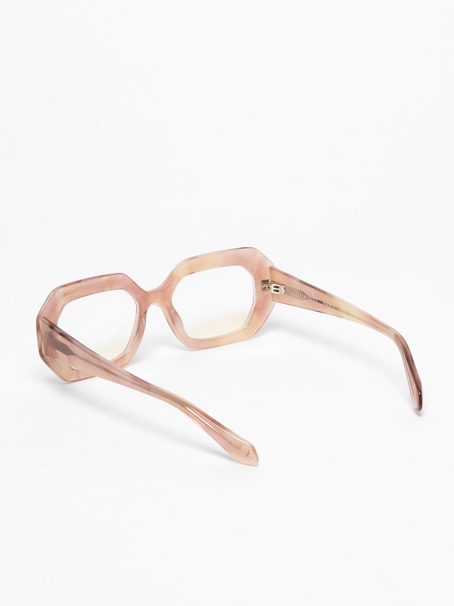 Storytelling women's eyeglasses by Rewind Eyewear, shaded opal pink acetate frame