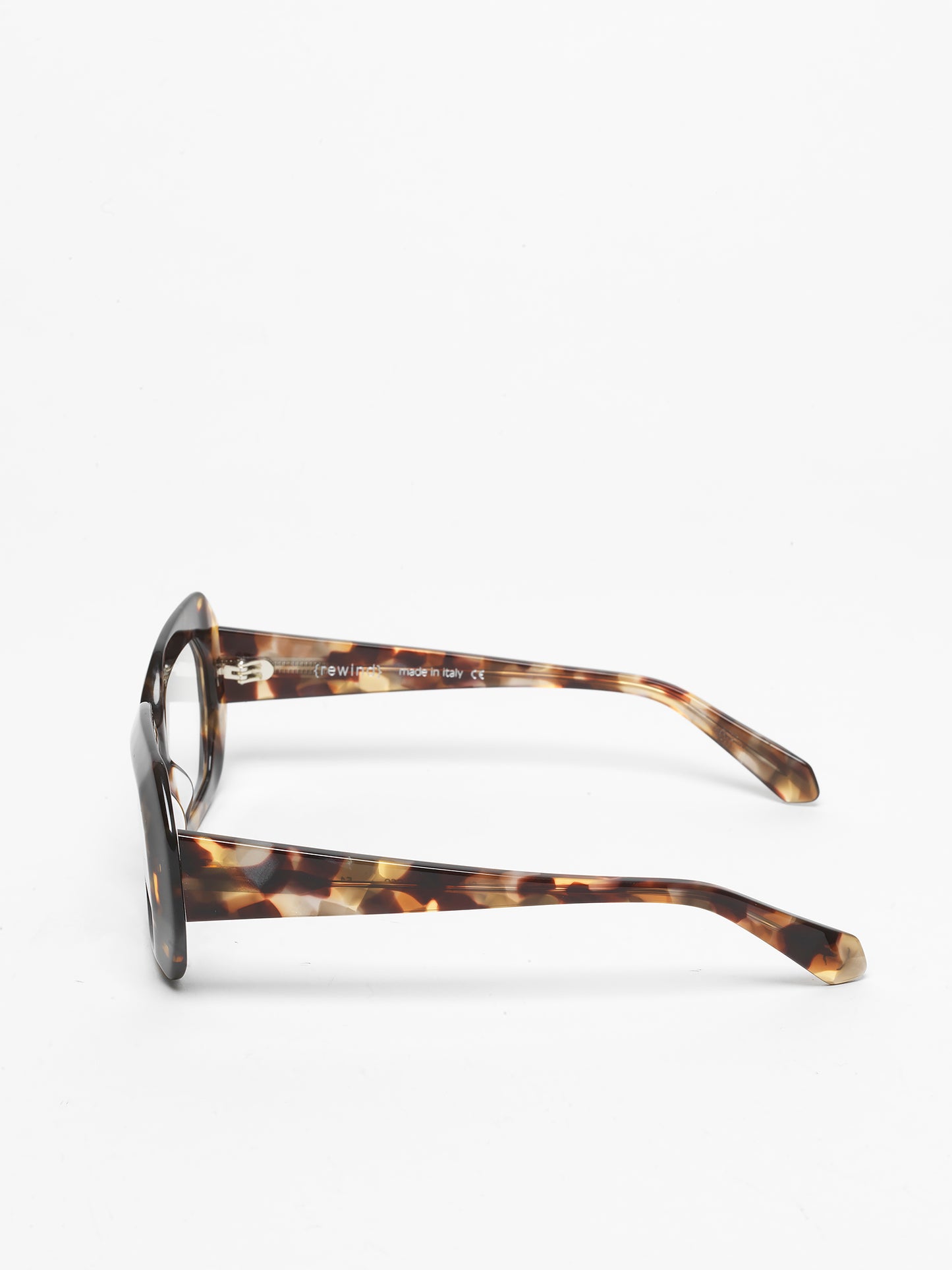 Storytelling women's eyeglasses by Rewind Eyewear, dark avana with white pearl acetate frame