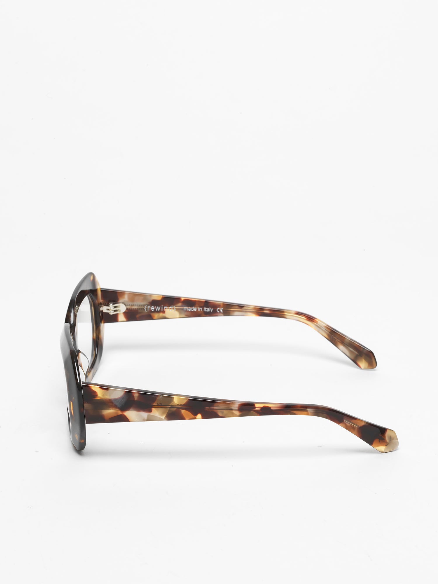 Storytelling women's eyeglasses by Rewind Eyewear, dark avana with white pearl acetate frame