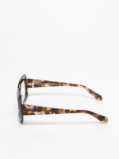 Storytelling women's eyeglasses by Rewind Eyewear, dark avana with white pearl acetate frame