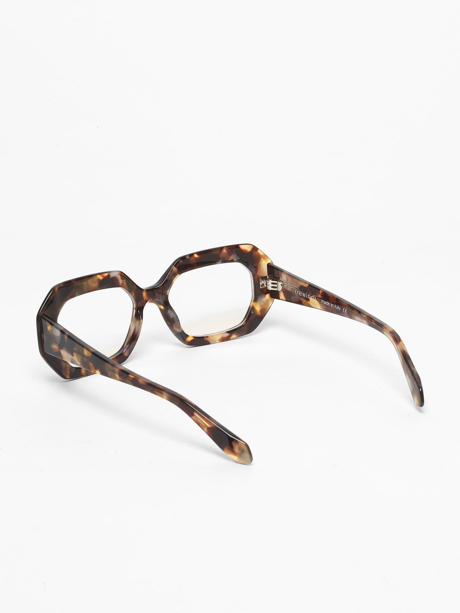 Storytelling women's eyeglasses by Rewind Eyewear, dark avana with white pearl acetate frame