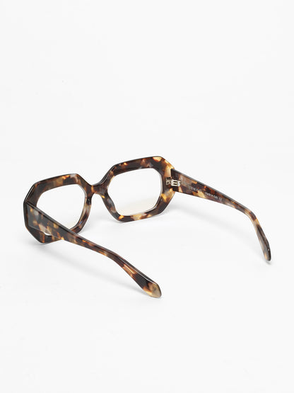 Storytelling women's eyeglasses by Rewind Eyewear, dark avana with white pearl acetate frame