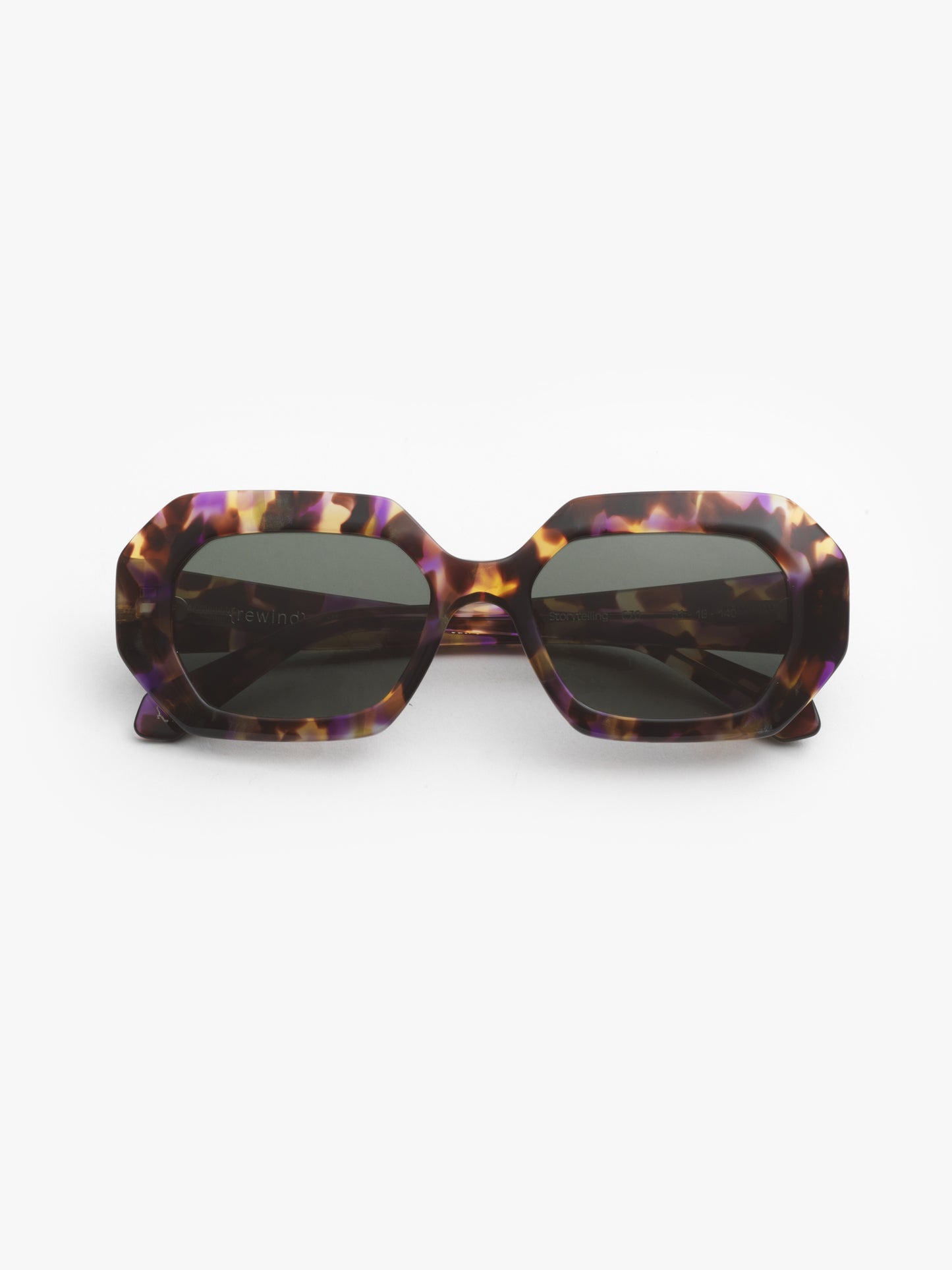 Storytelling women's sunglasses by Rewind Eyewear, dark avana with violets spots acetate frame