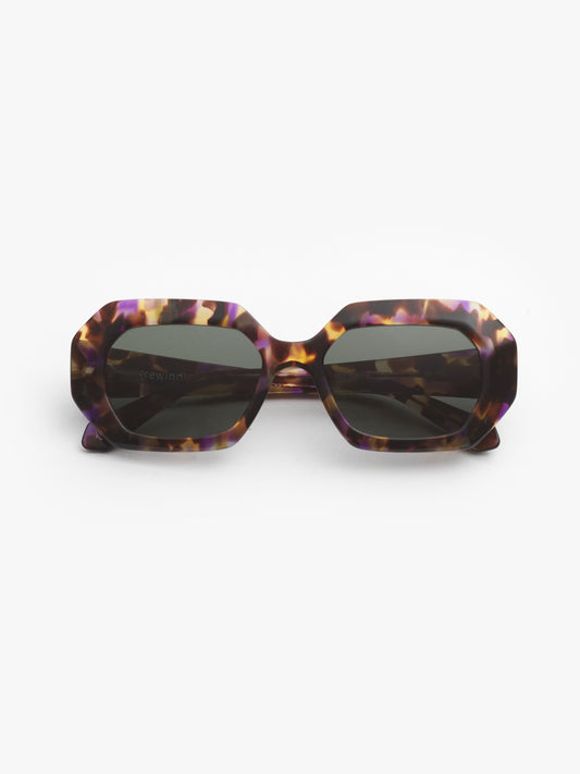 Storytelling women's sunglasses by Rewind Eyewear, dark avana with violets spots acetate frame