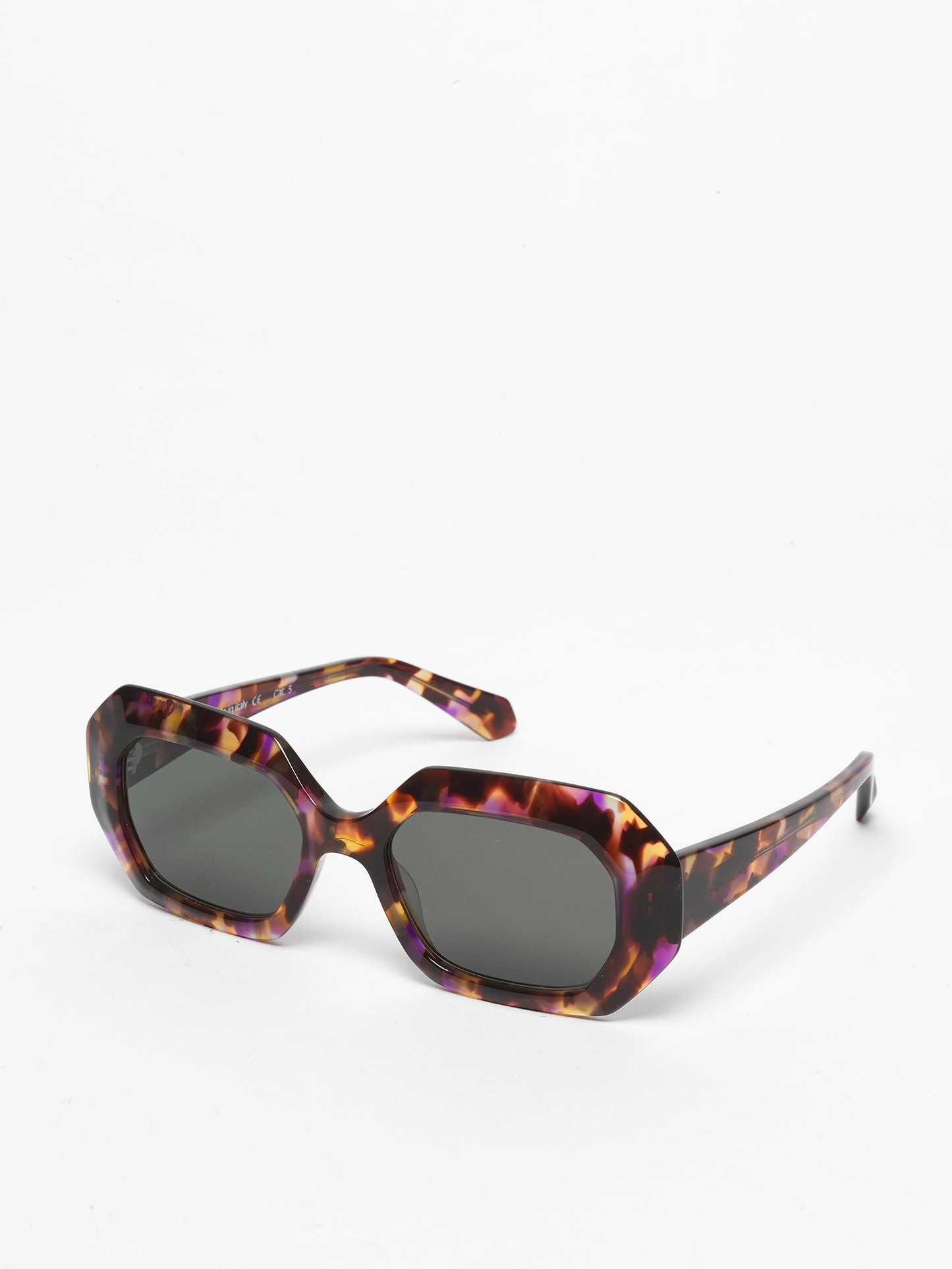 Storytelling women's sunglasses by Rewind Eyewear, dark avana with violets spots acetate frame