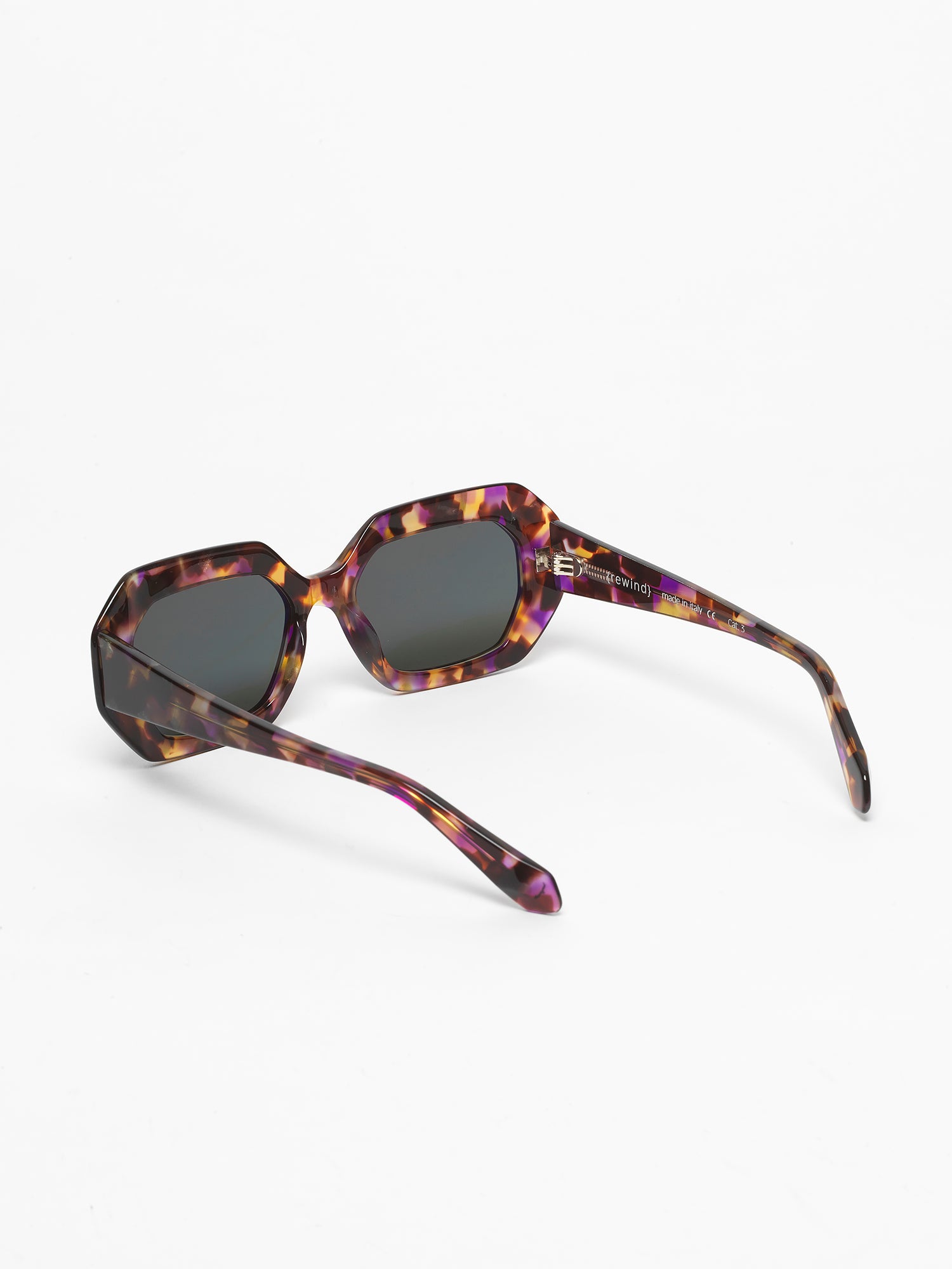 Storytelling women's sunglasses by Rewind Eyewear, dark avana with violets spots acetate frame