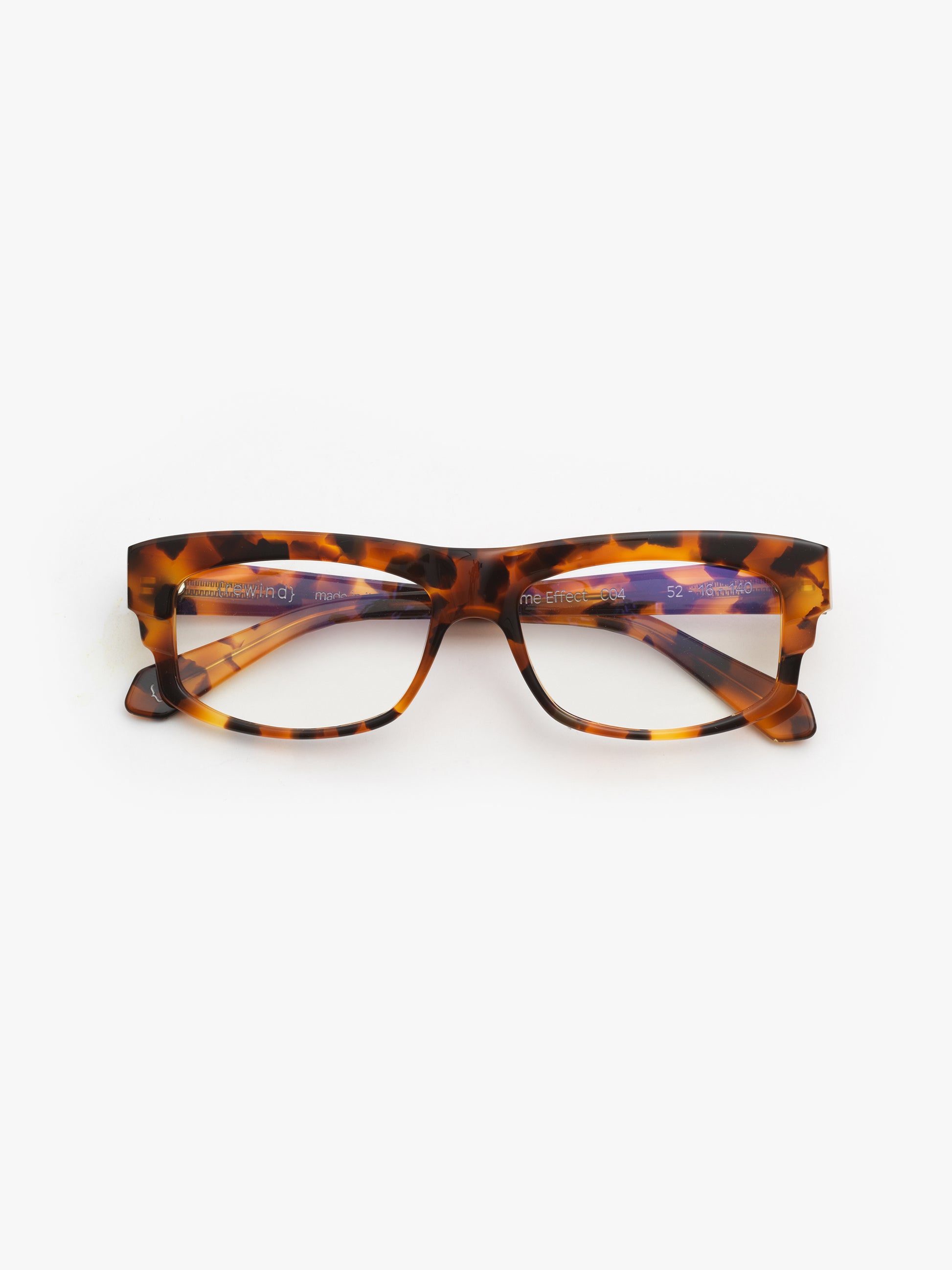 Time Effect unisex eyeglasses by Rewind Eyewear, spotted tortoise acetate frame