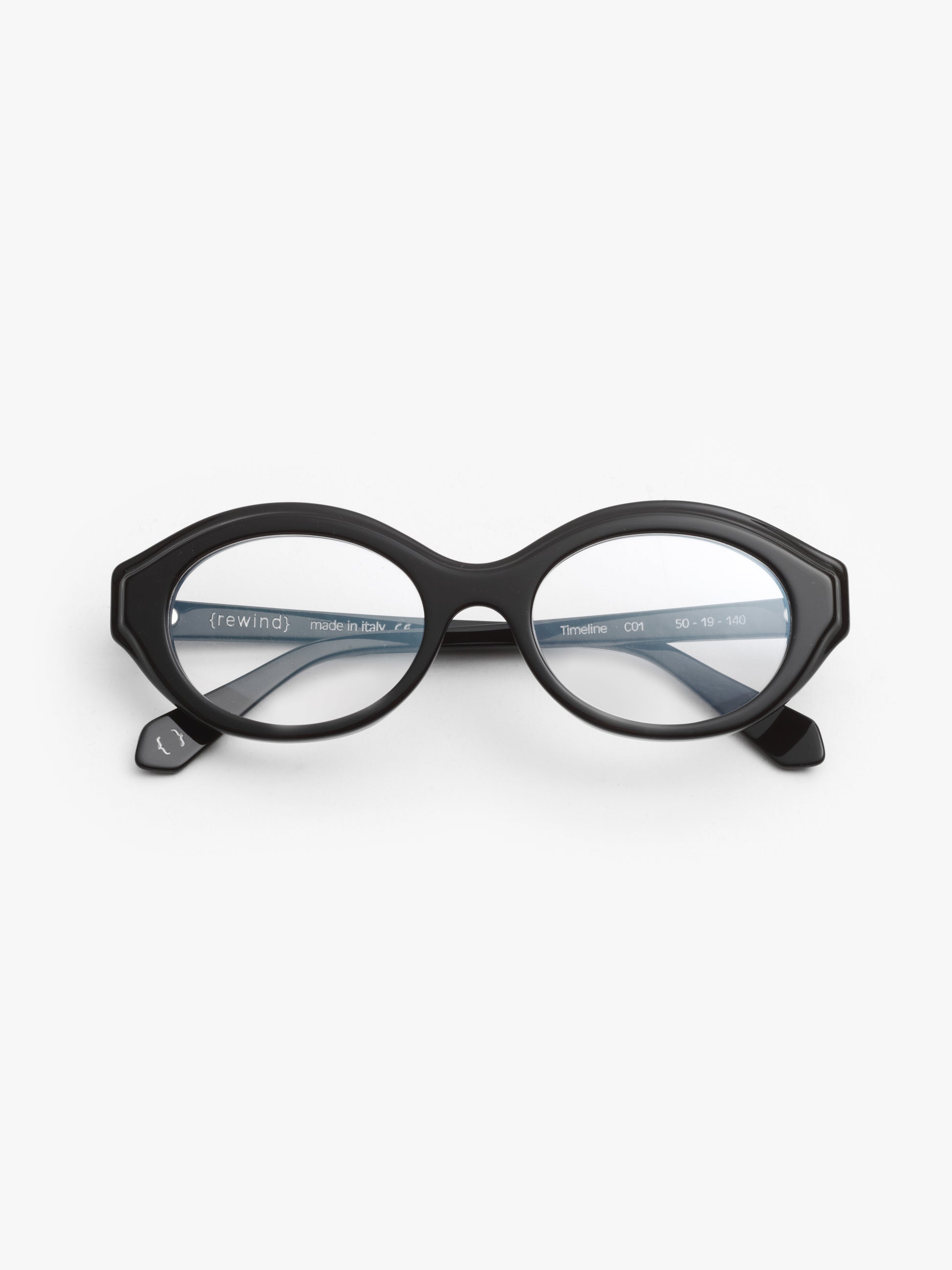 Timeline women's eyeglasses by Rewind Eyewear, black acetate frame
