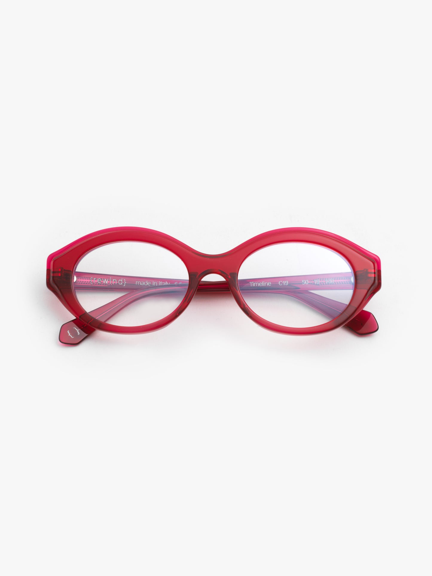 Timeline women's eyeglasses by Rewind Eyewear, cherry red transparent acetate frame