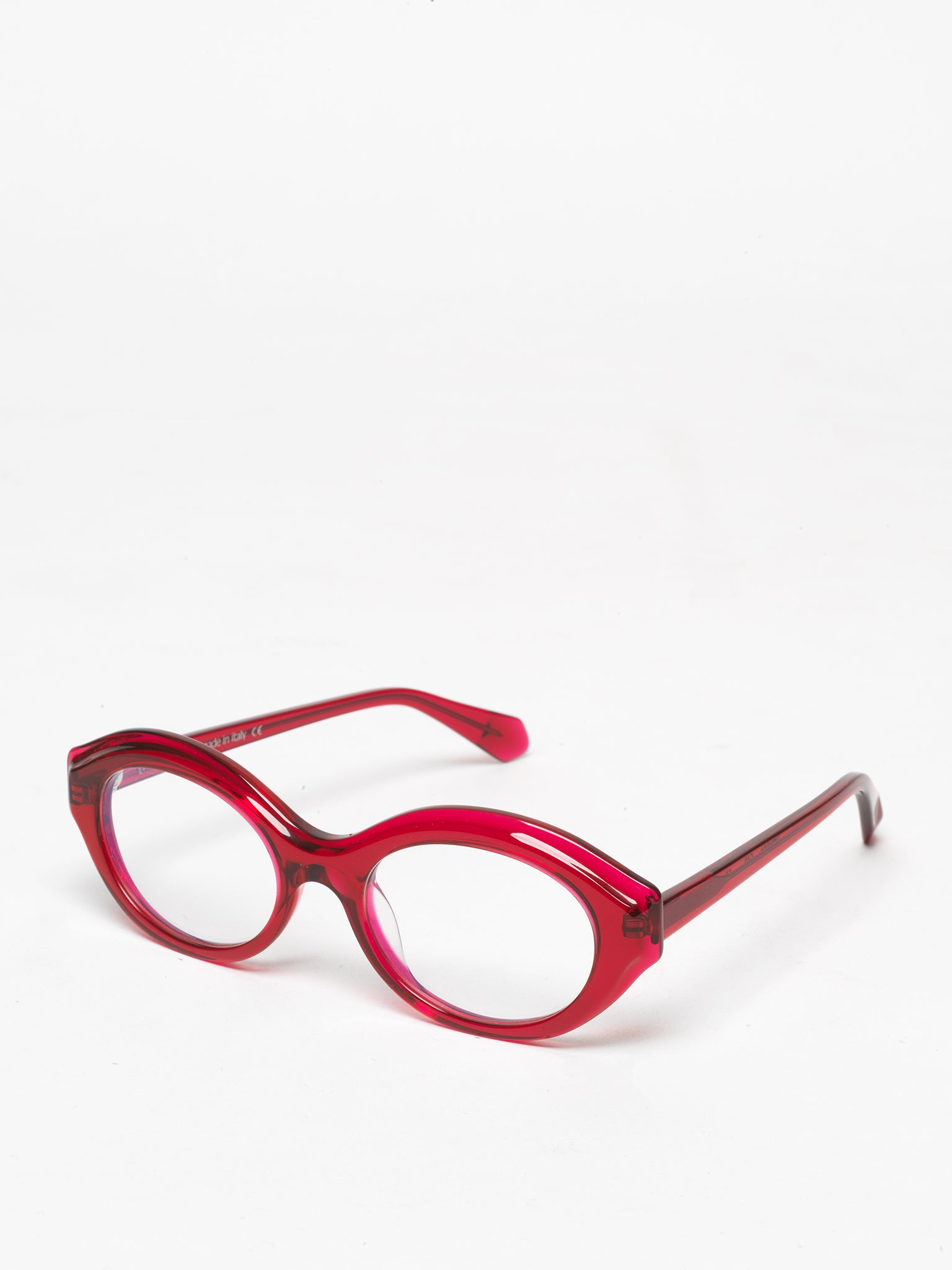 Timeline women's eyeglasses by Rewind Eyewear, cherry red transparent acetate frame
