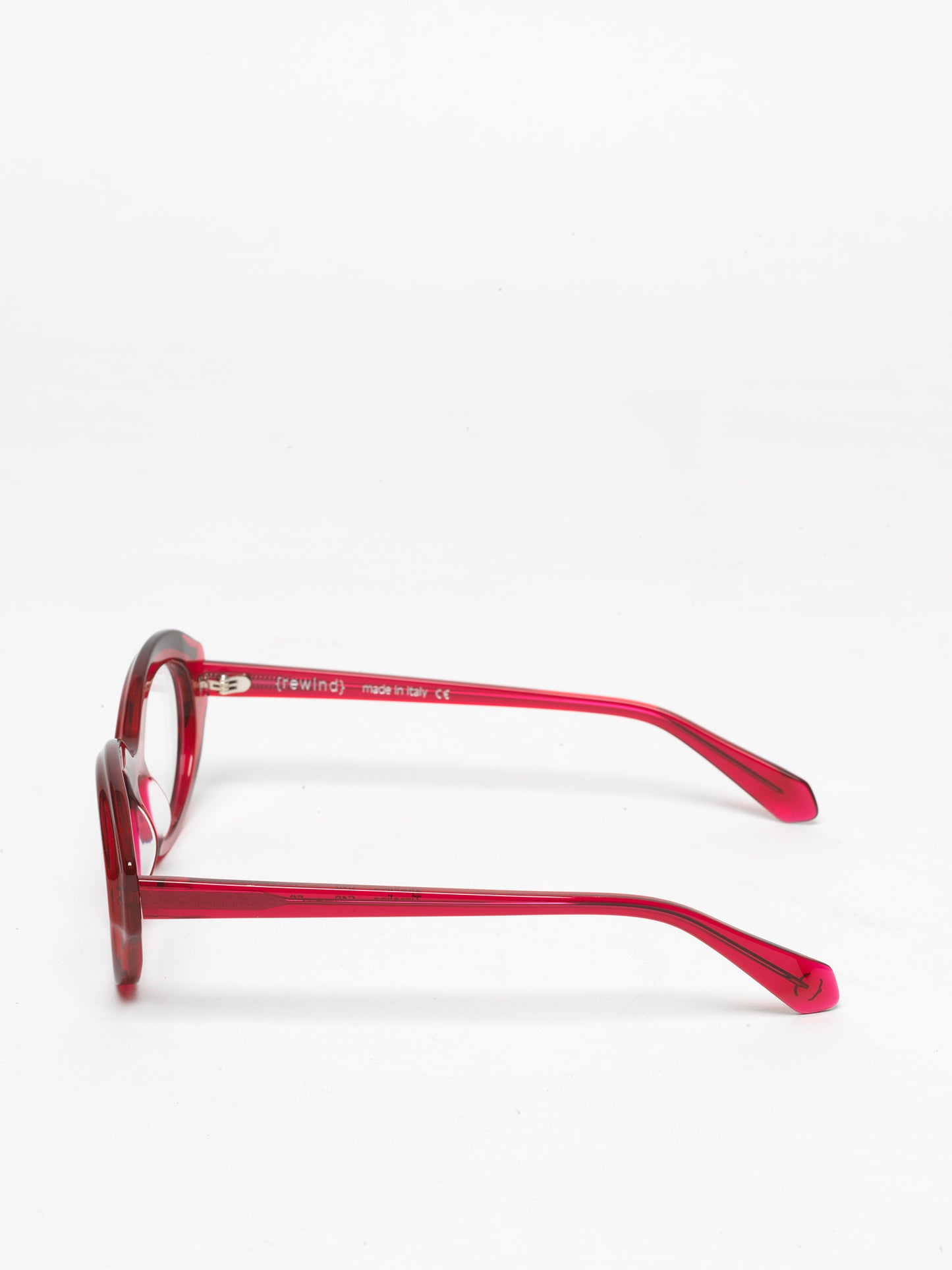 Timeline women's eyeglasses by Rewind Eyewear, cherry red transparent acetate frame