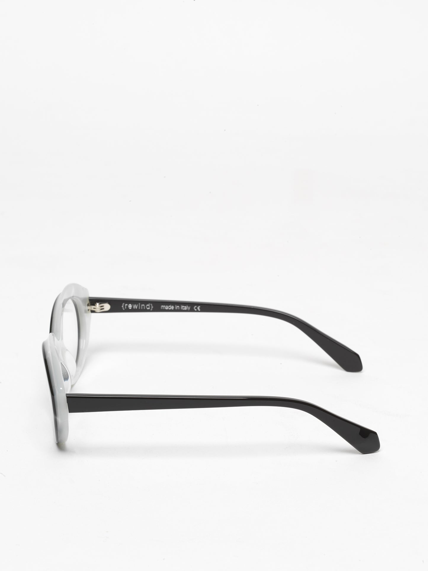 Timeline women's eyeglasses by Rewind Eyewear, black and white pearl  acetate frame