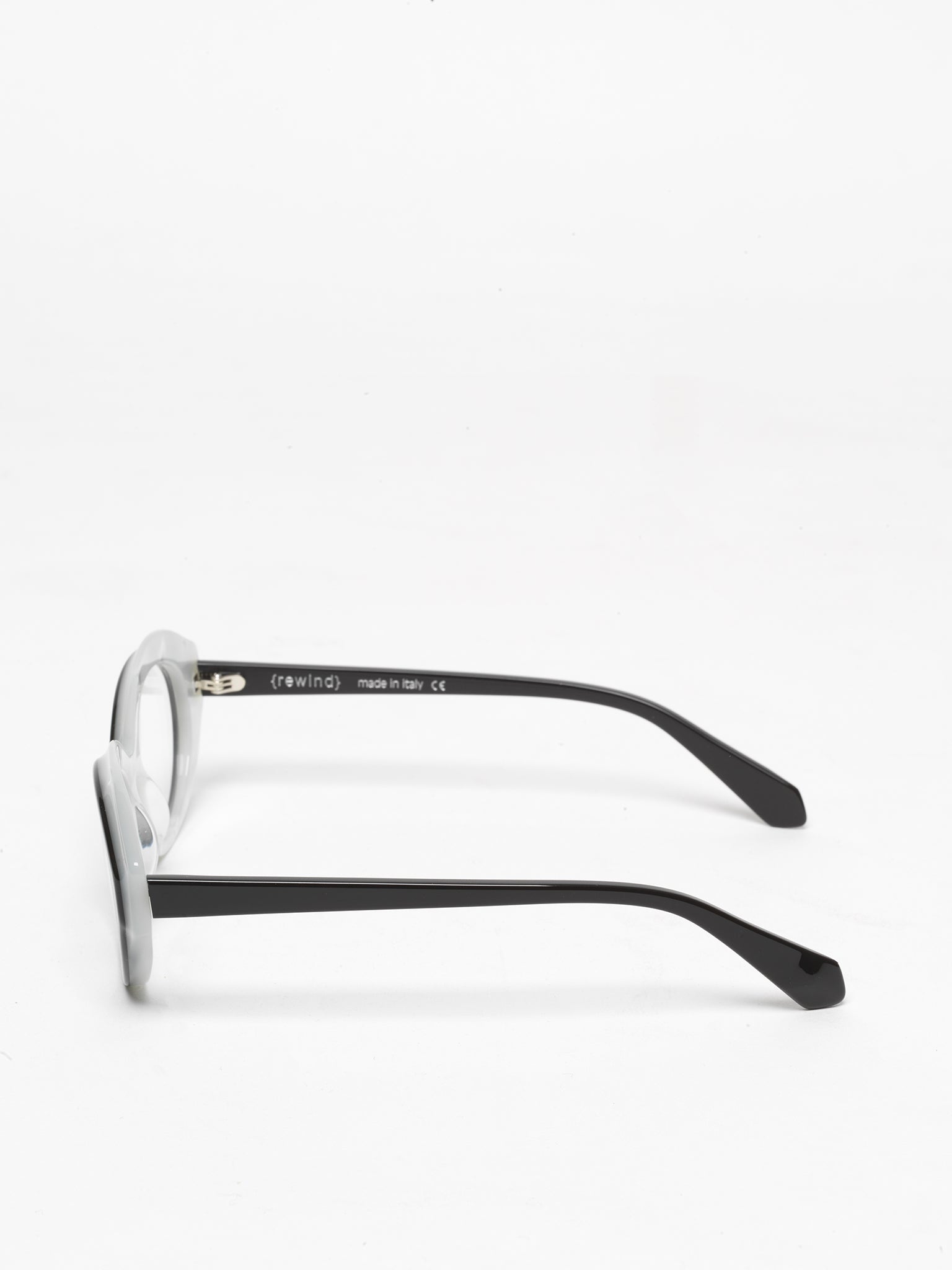 Timeline women's eyeglasses by Rewind Eyewear, black and white pearl  acetate frame
