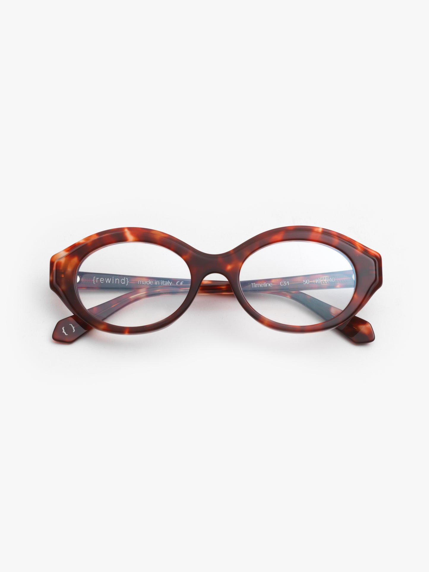 Timeline women's eyeglasses by Rewind Eyewear, red tortoise acetate frame