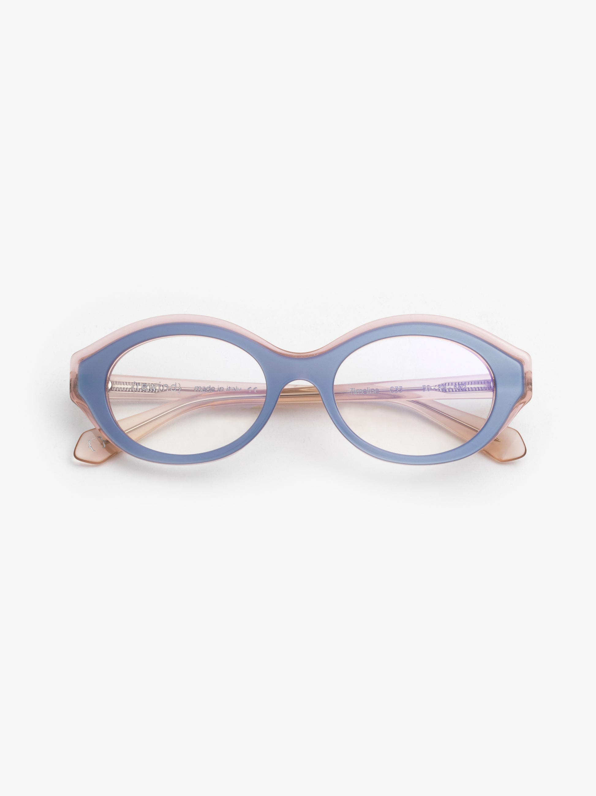 Timeline women's eyeglasses by Rewind Eyewear, rose and blue pearl acetate frame