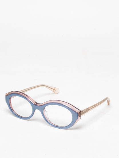 Timeline women's eyeglasses by Rewind Eyewear, rose and blue pearl acetate frame