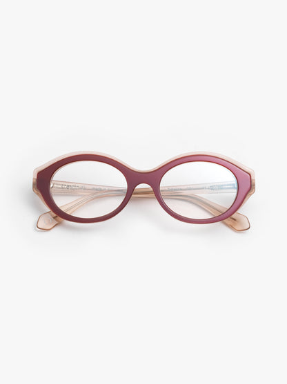 Timeline women's eyeglasses by Rewind Eyewear, rose and rose pearl acetate frame